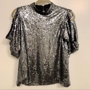 Ann Taylor cold shoulder sequin top